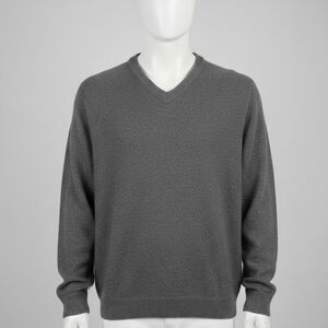 Vintage Preswick And Moore Men's Gray V-Neck Wool Sweater